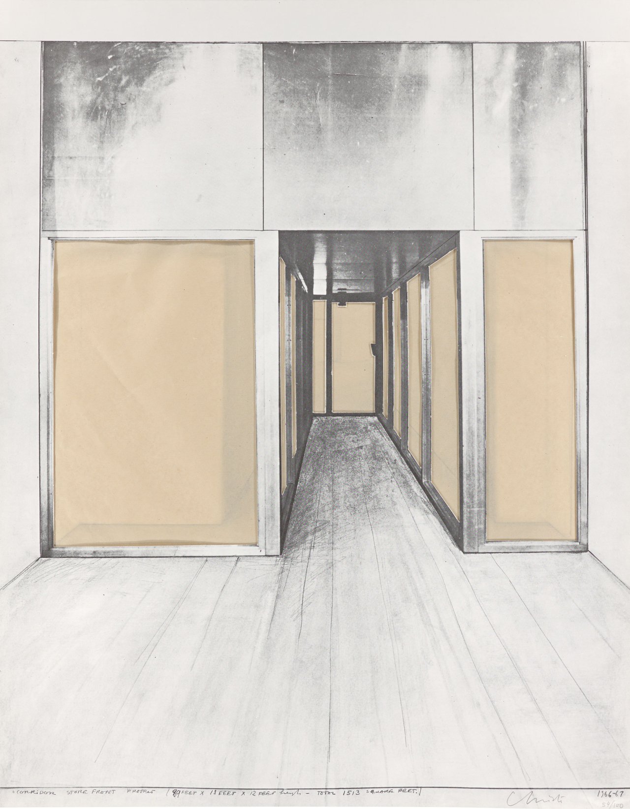 This picture shows the following artwork:  Christo. ”Corridor Store Front Project”. 1968.