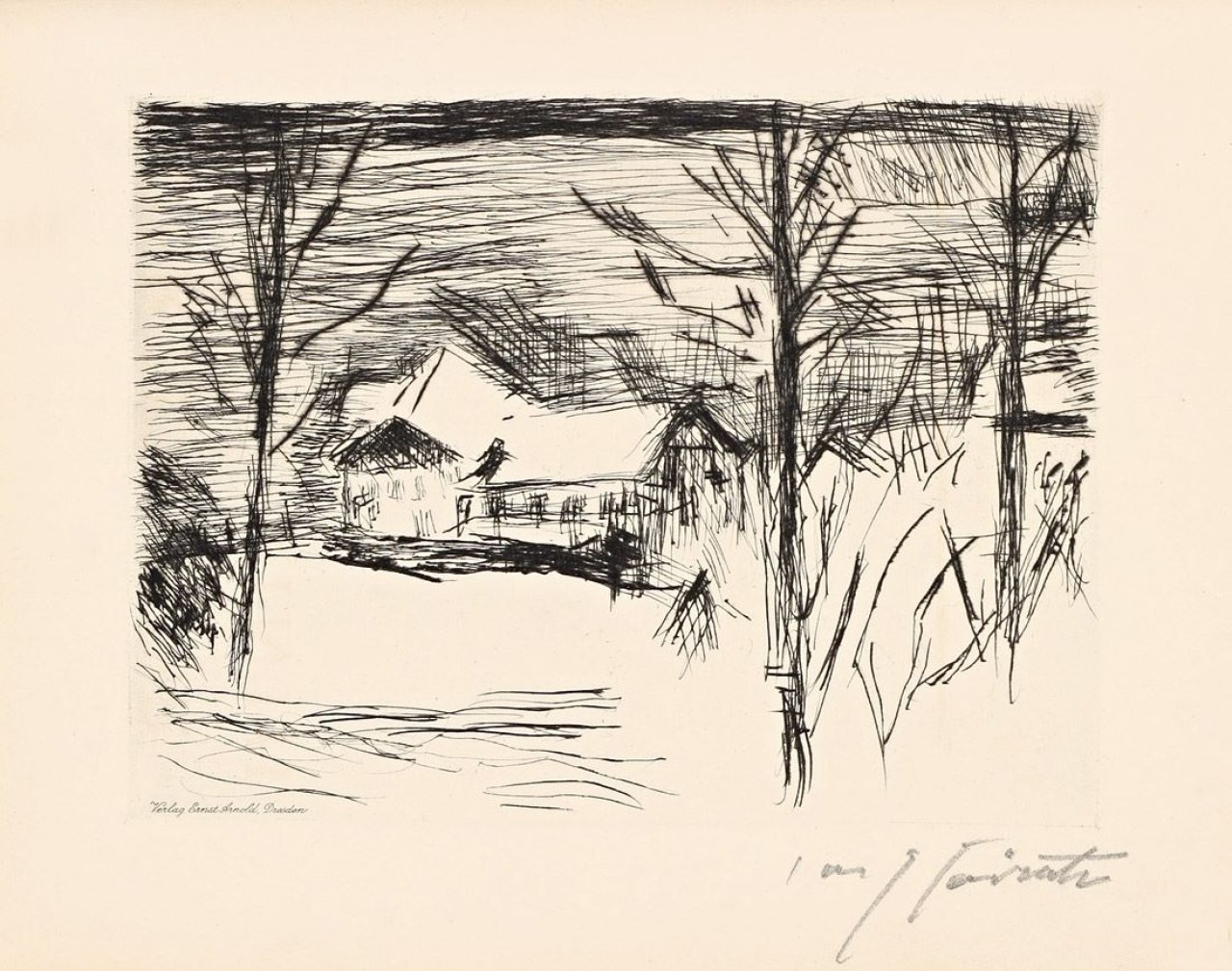 Auf diesem Bild ist das folgende Kunstwerk zu sehen: Lovis Corinth. „Winter am Walchensee“. 1924.