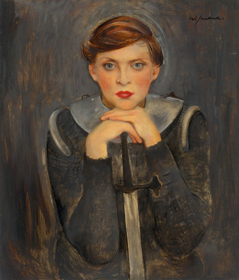 Auf diesem Bild ist das folgende Kunstwerk zu sehen: Willy Jaeckel. „Luise Ullrich als Johanna von Orleans“. Um 1936.