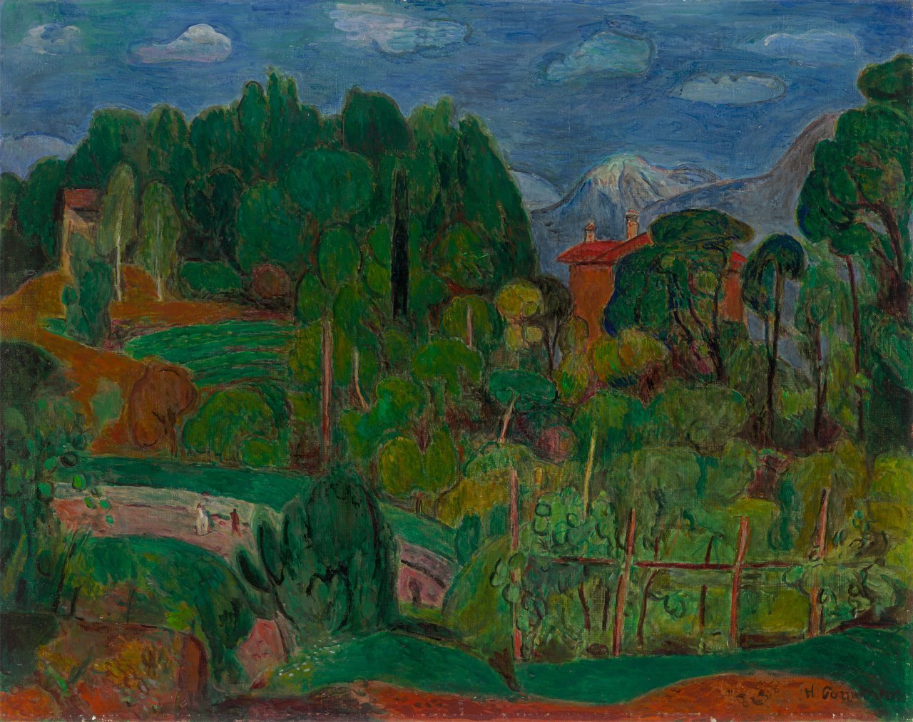 This picture shows the following artwork: Hans Purrmann. ”Landschaft im Tessin”. 1946.