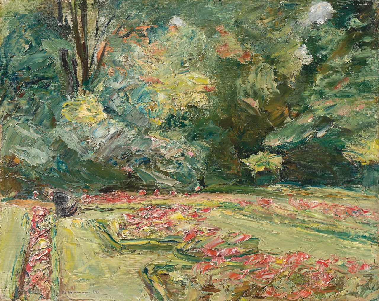 Auf diesem Bild ist das folgende Kunstwerk zu sehen: Max Liebermann. „Die Blumenterrasse im Wannseegarten nach Norden“. 1924.