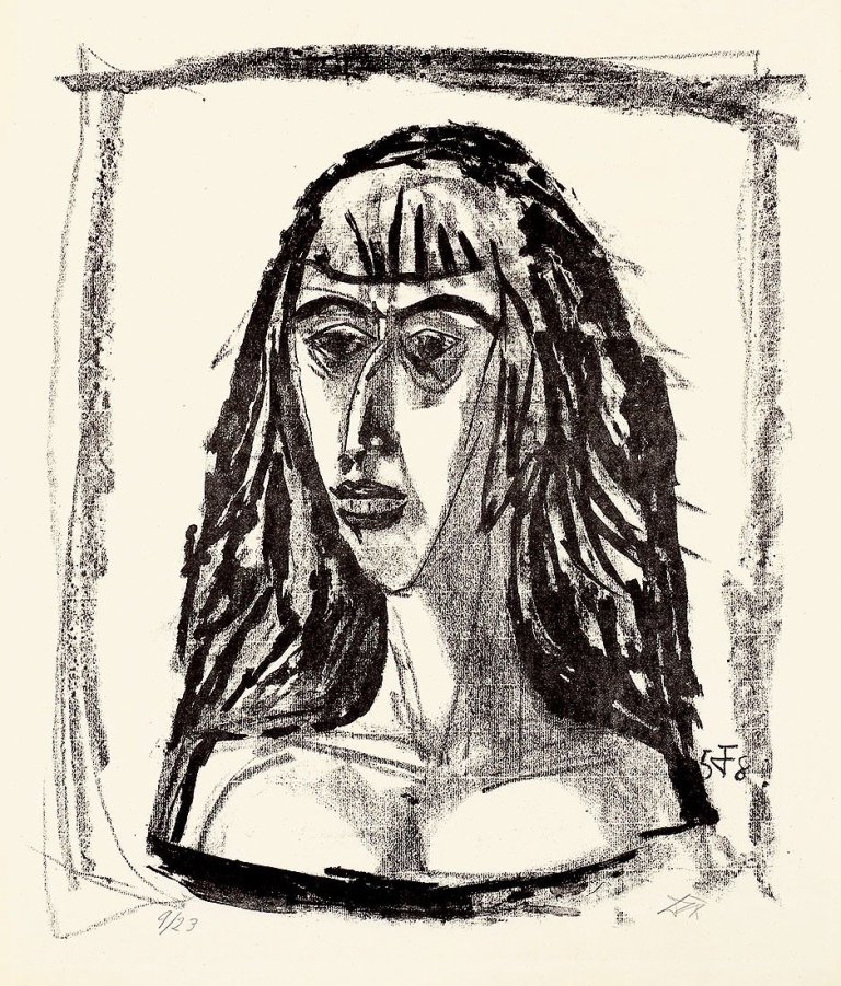 Auf diesem Bild ist das folgende Kunstwerk zu sehen: Otto Dix. „Französin“. 1958.