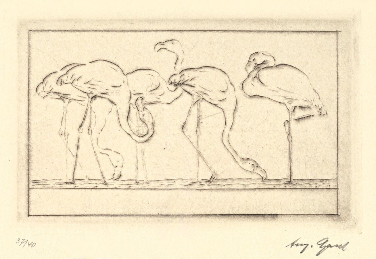 Auf diesem Bild ist das folgende Kunstwerk zu sehen: August Gaul. „Trinkende Tiere“. 1916.