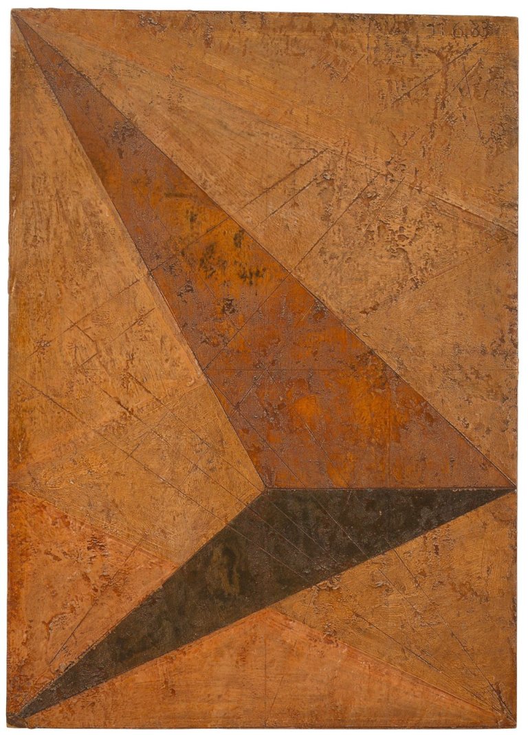Auf diesem Bild ist das folgende Kunstwerk zu sehen: Hermann Glöckner. „Projektion eines Keils auf Bronze, nach rechts“. 1933/34.