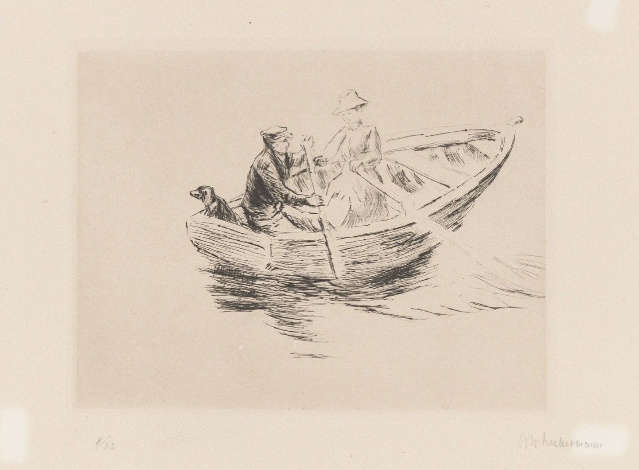 Auf diesem Bild ist das folgende Kunstwerk zu sehen: Max Liebermann. „Im Kahn“. 1917.