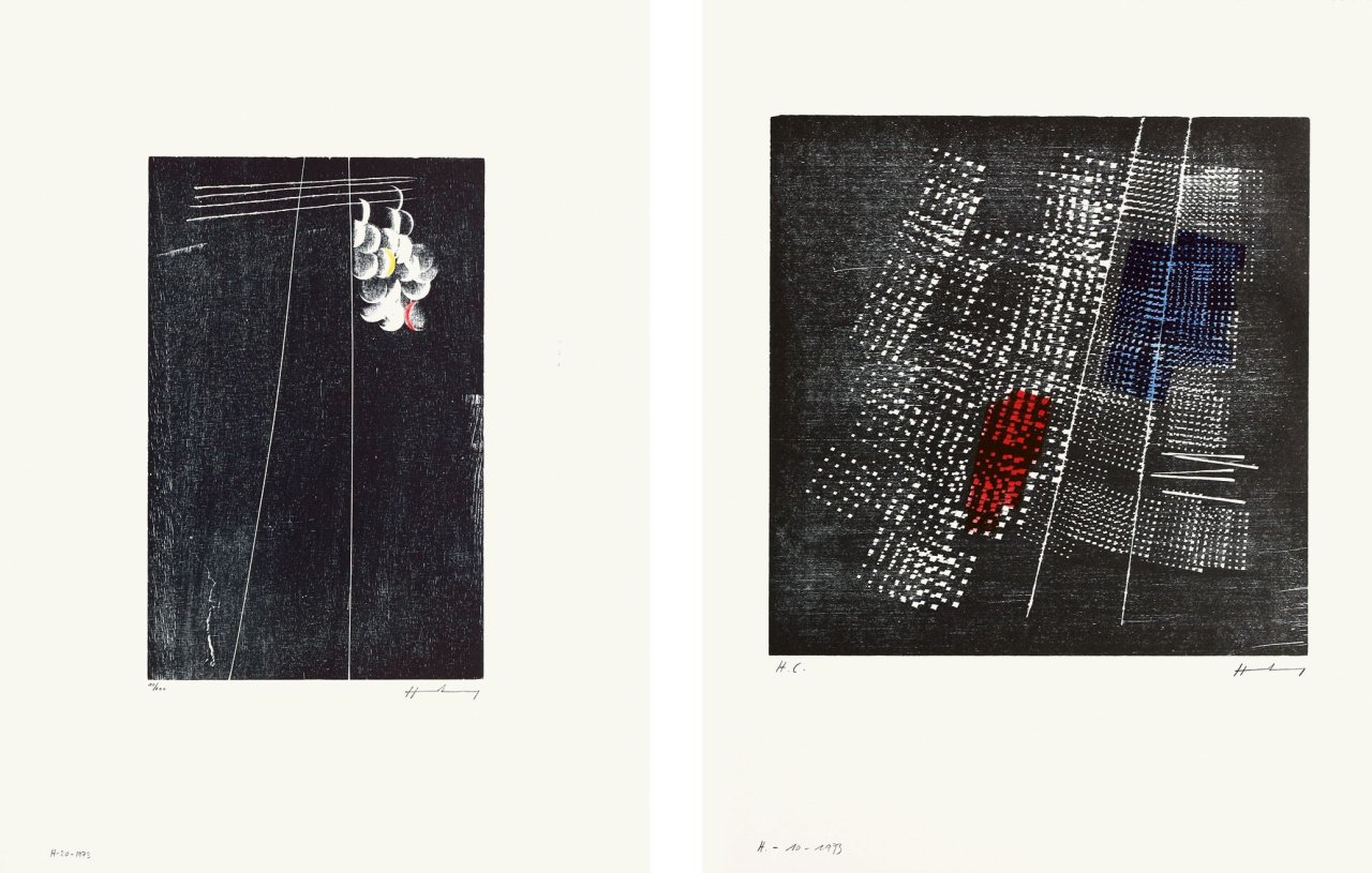 Auf diesem Bild ist das folgende Kunstwerk zu sehen: Hans Hartung. „H 1973 - 16“ / „H 1973 - 20“. 1973.