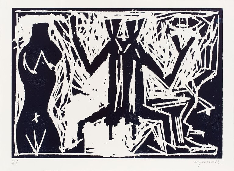 Auf diesem Bild ist das folgende Kunstwerk zu sehen: A.R. Penck. Verbannung. 1994.