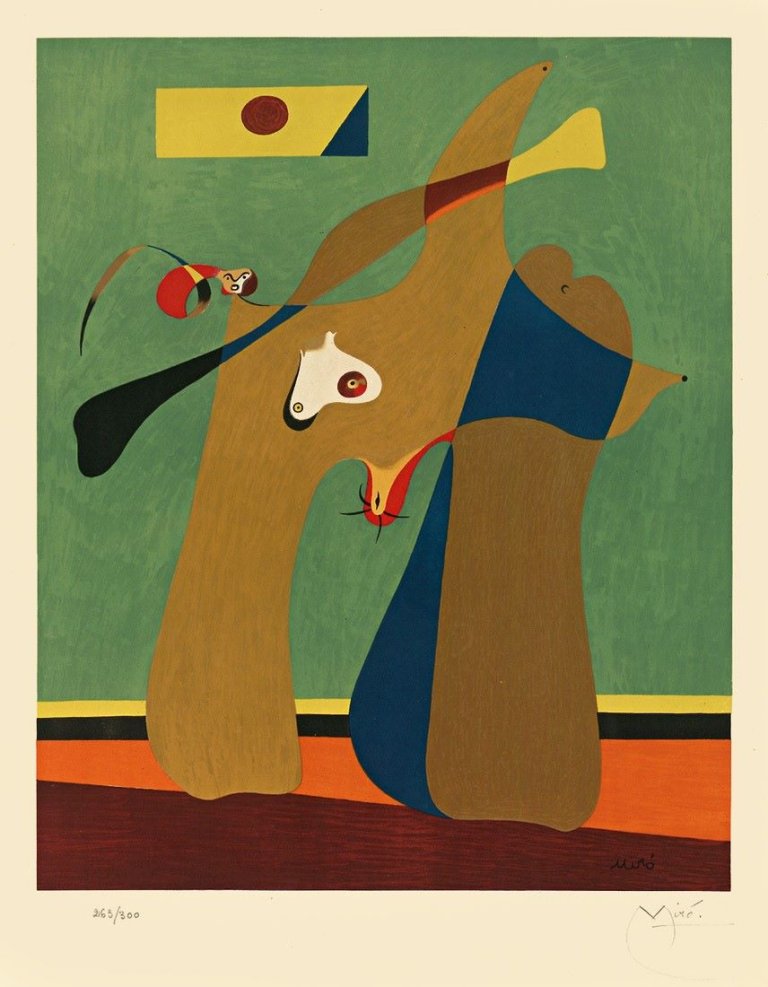 Auf diesem Bild ist das folgende Kunstwerk zu sehen: Nach Joan Miró. Femme. 1958.