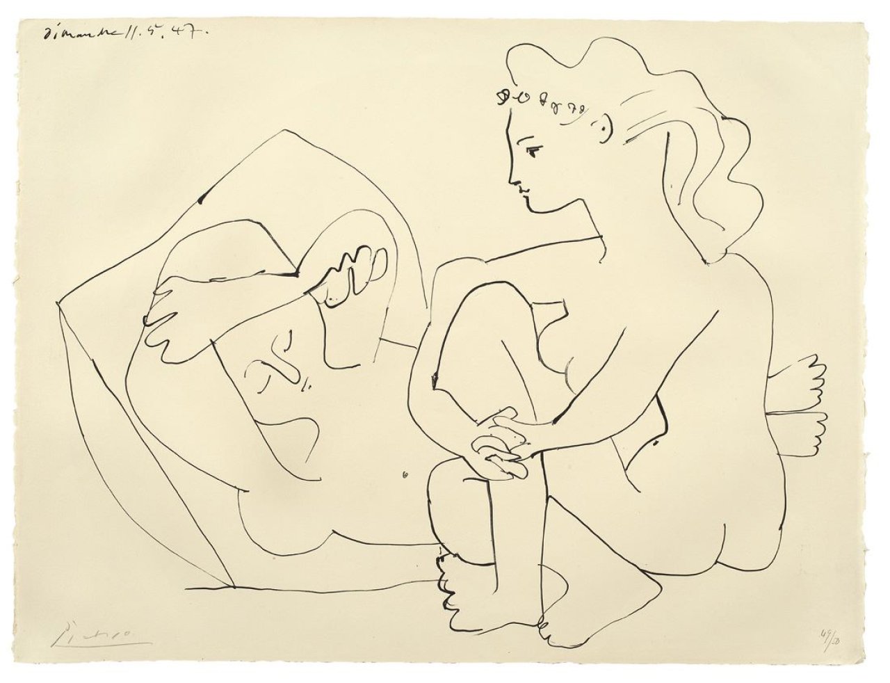 Auf diesem Bild ist das folgende Kunstwerk zu sehen: Pablo Picasso. „Jeunes femmes nues reposant“. 1947.