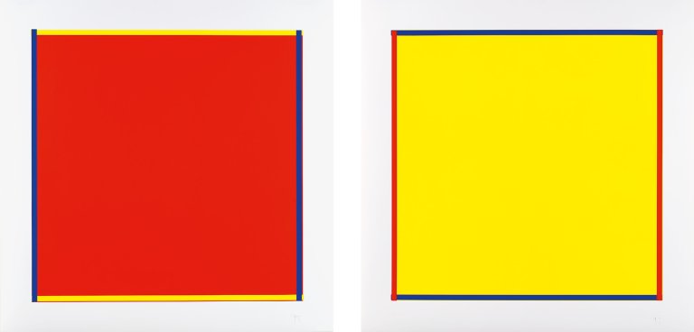 Auf diesem Bild ist das folgende Kunstwerk zu sehen: Imi Knoebel. Aus: „Rot, Gelb, Blau, Weiß“. 1995.