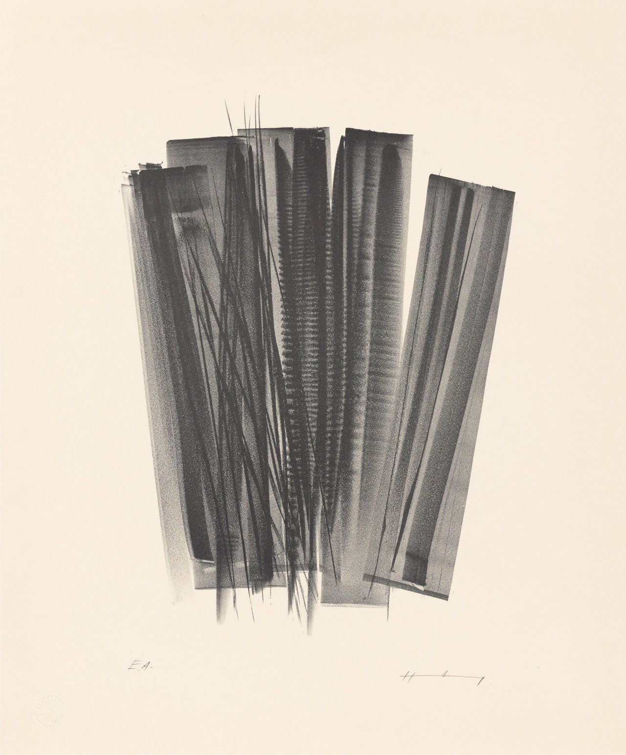 Auf diesem Bild ist das folgende Kunstwerk zu sehen: Hans Hartung. „L 162“. 1965.
