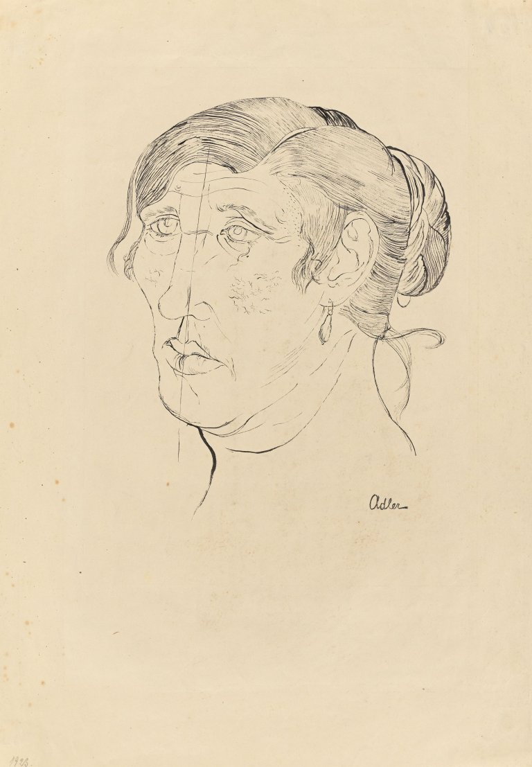 Auf diesem Bild ist das folgende Kunstwerk zu sehen: Jankel Adler. Ohne Titel (Frauenkopf). 1920er-Jahre.