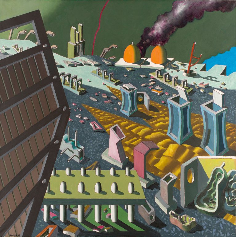 Auf diesem Bild ist das folgende Kunstwerk zu sehen: Ulrich Knispel. „Landschaft mit Birne“. 1974.