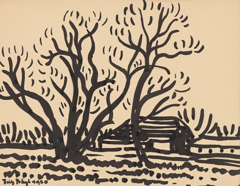 Auf diesem Bild ist das folgende Kunstwerk zu sehen: Fritz Bleyl. „Görden II“. 1920.