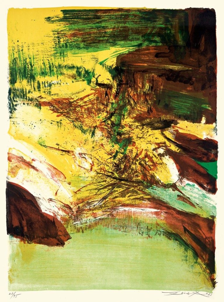 Auf diesem Bild ist das folgende Kunstwerk zu sehen:  Zao Wou-Ki. Ohne Titel. 1973.