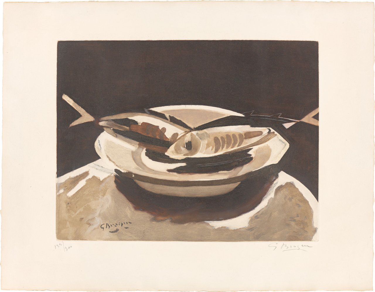 Auf diesem Bild ist das folgende Kunstwerk zu sehen: Georges Braque. „Poissons“. 1956.