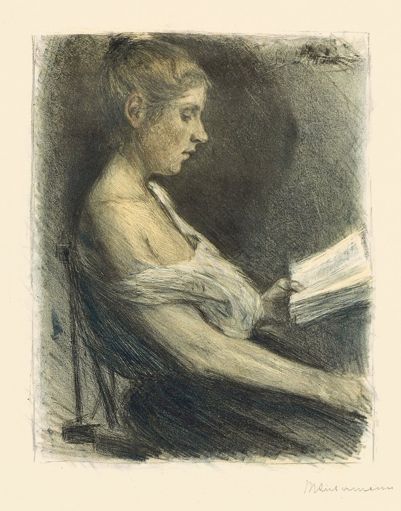 This picture shows the following artwork: Max Liebermann. „Lesendes Mädchen“. 1896.