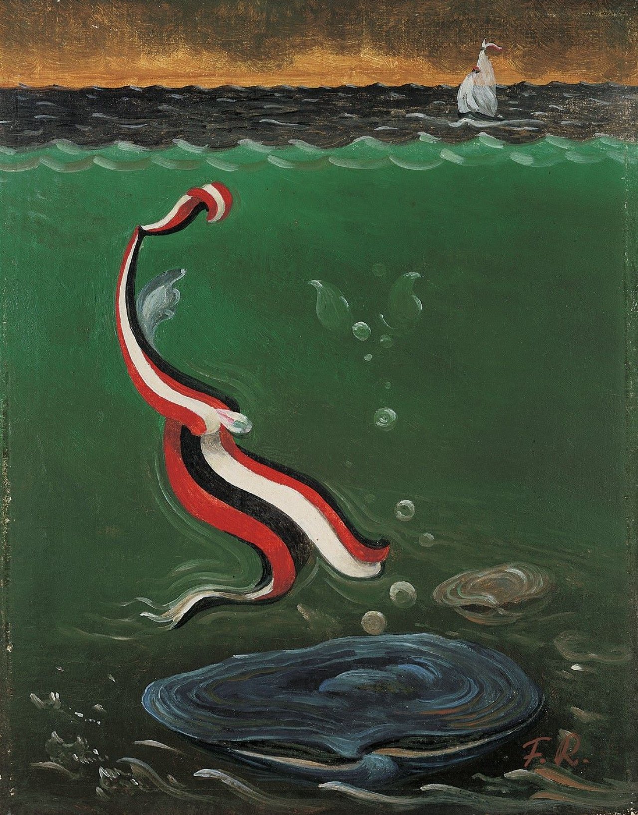 Auf diesem Bild ist das folgende Kunstwerk zu sehen: Franz Radziwill. „Es ist etwas ins Wasser gefallen“. 1950.