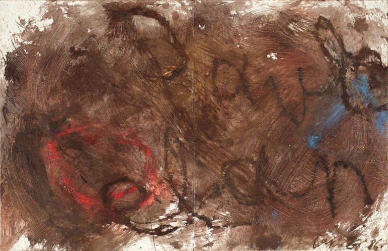 Auf diesem Bild ist das folgende Kunstwerk zu sehen: László Lakner. „Paul Celan“. 1986.