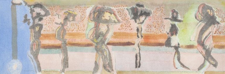 Auf diesem Bild ist das folgende Kunstwerk zu sehen: Gerhard Altenbourg. „spazieren einher“. 1984.