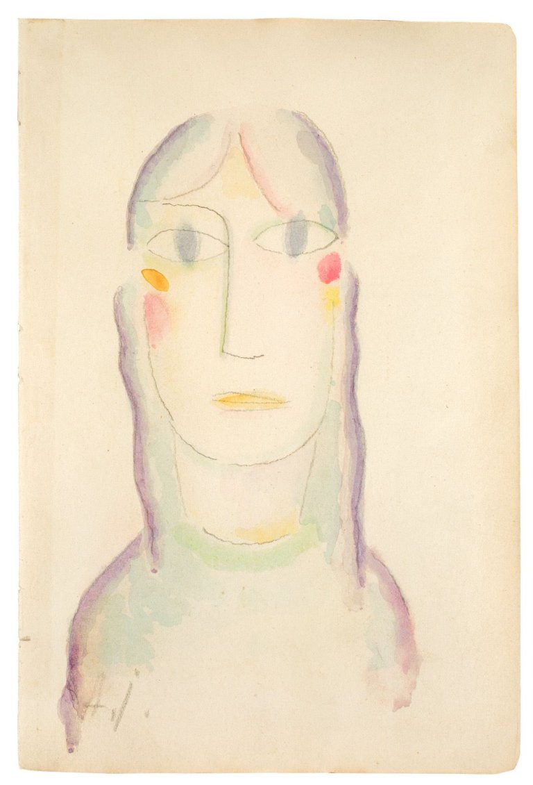Auf diesem Bild ist das folgende Kunstwerk zu sehen: Alexej von Jawlensky. „Frauenkopf mit langen Haaren“. 1924.