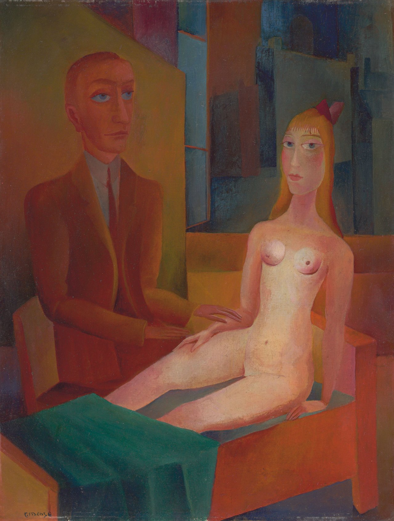 Auf diesem Bild ist das folgende Kunstwerk zu sehen: Carlo Mense. „Das Paar (oder: Künstler und Modell)“. 1919.