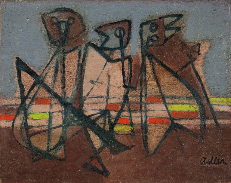 Auf diesem Bild ist das folgende Kunstwerk zu sehen: Jankel Adler. Drei Vögel. (Vor) 1943.