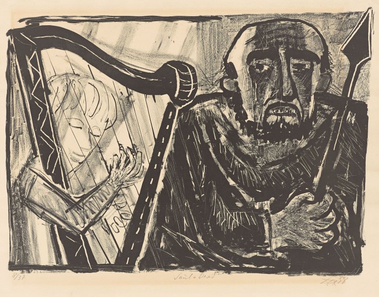 Auf diesem Bild ist das folgende Kunstwerk zu sehen: Otto Dix. „Saul und David“. 1958.