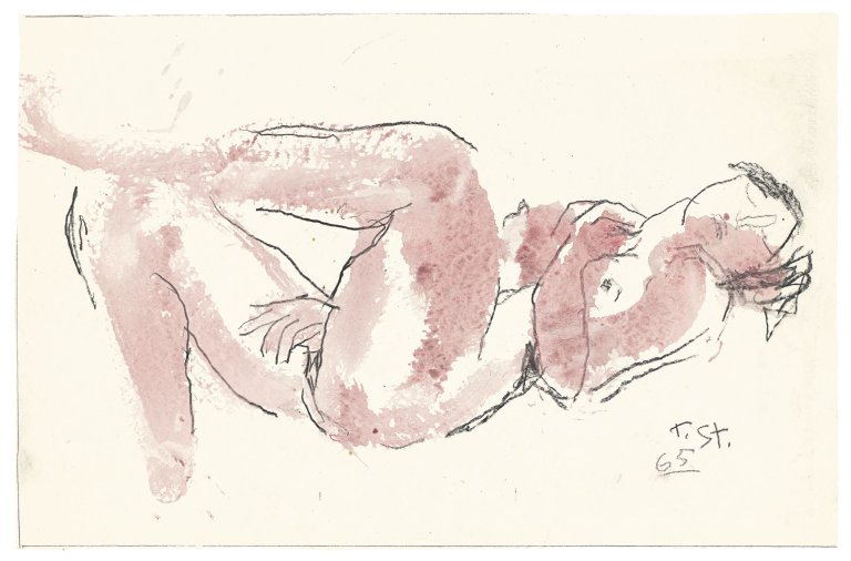Auf diesem Bild ist das folgende Kunstwerk zu sehen: Toni Stadler. Liegender Frauenakt. 1965.