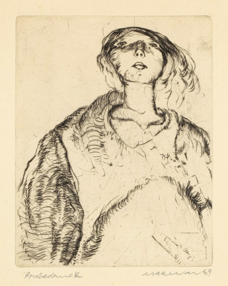 Auf diesem Bild ist das folgende Kunstwerk zu sehen:  Marwan. Bildnis einer Frau. 1969.
