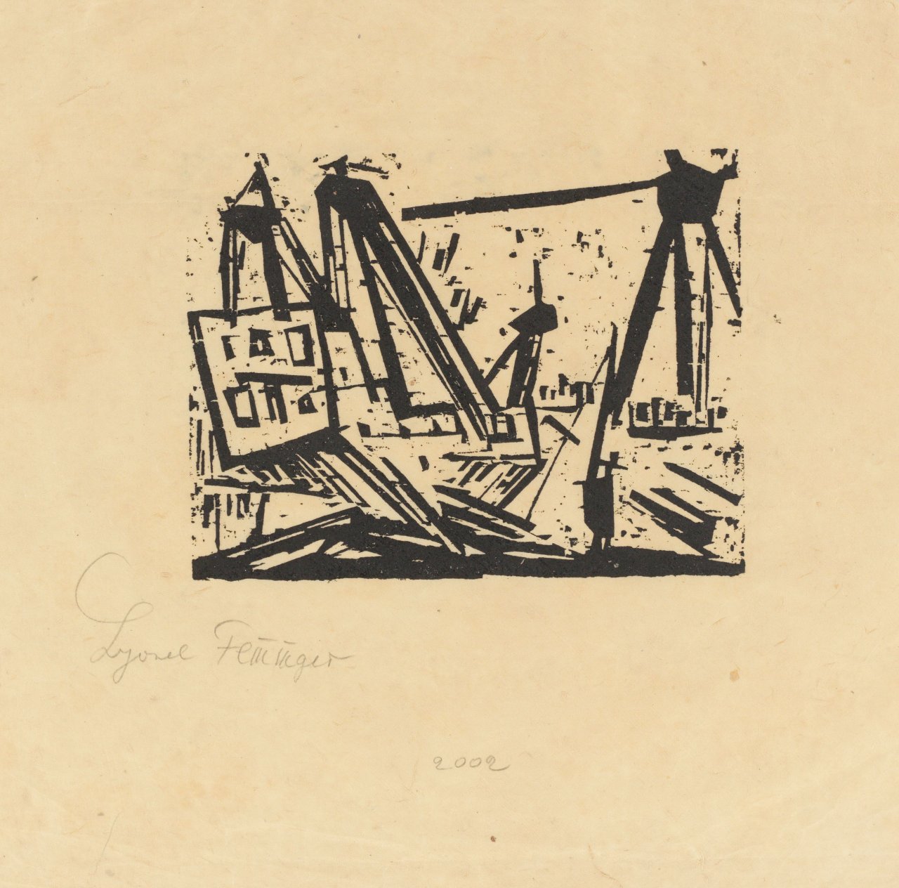 Auf diesem Bild ist das folgende Kunstwerk zu sehen: Lyonel Feininger. „Gestrandetes Schiff“. 1920.