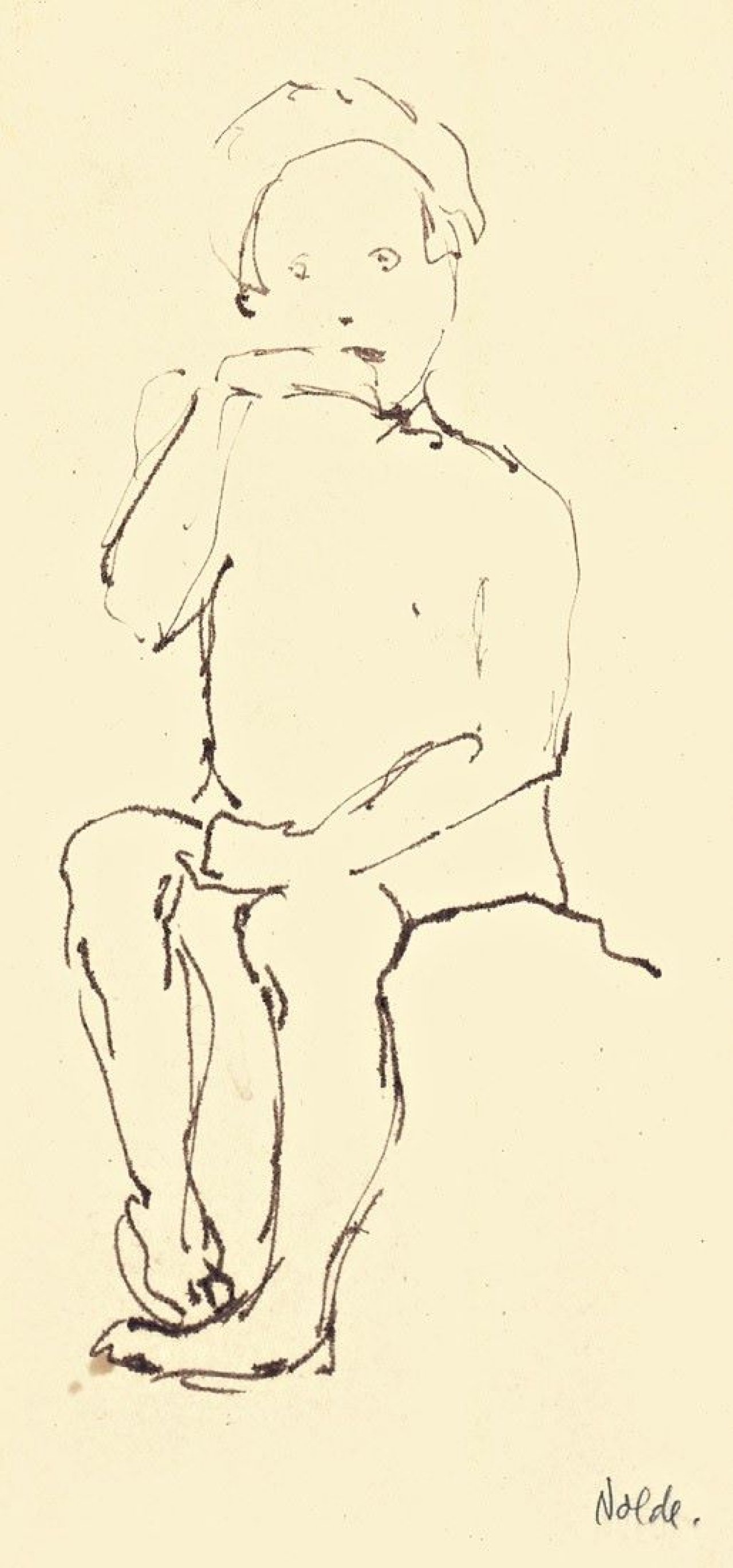 This picture shows the following artwork: Emil Nolde. Sitzendes Kind.