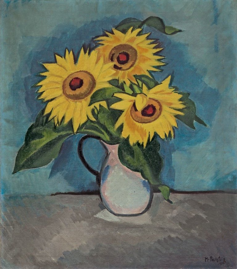 Auf diesem Bild ist das folgende Kunstwerk zu sehen: Max Pechstein. „Sonnenblumen“. 1912.