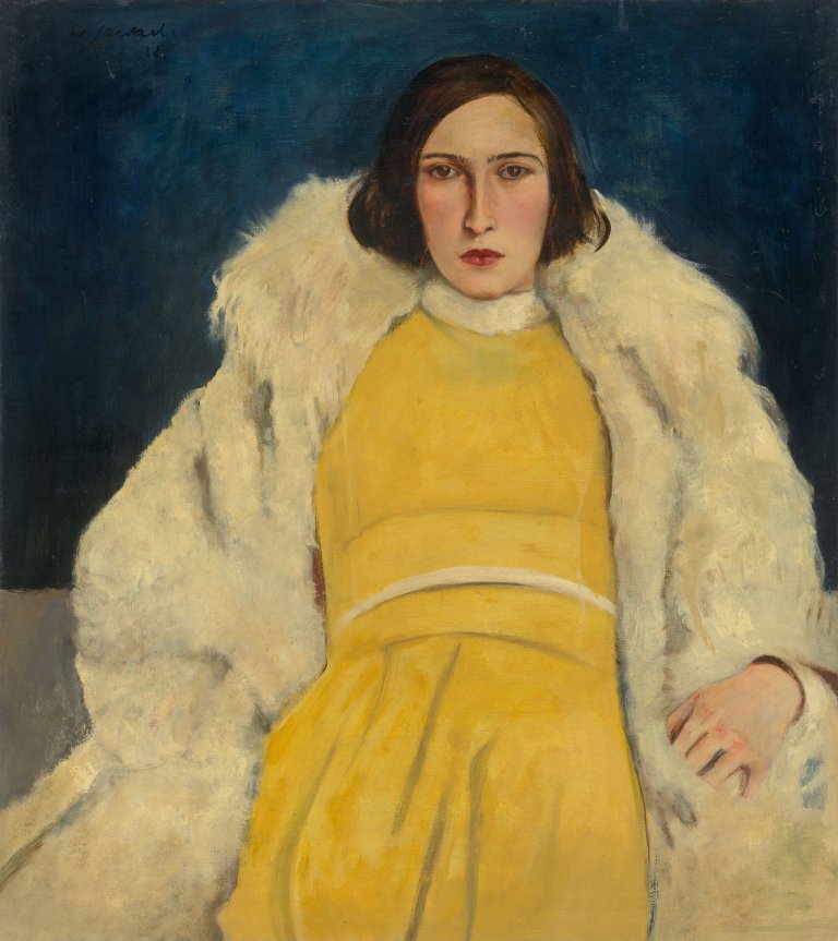 Auf diesem Bild ist das folgende Kunstwerk zu sehen: Willy Jaeckel. „Dame in Gelb (Tänzerin)“. 1928.