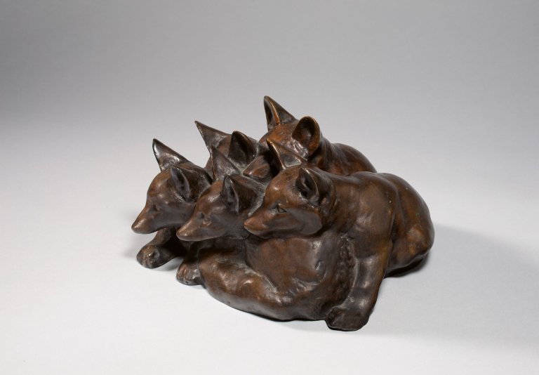 Auf diesem Bild ist das folgende Kunstwerk zu sehen: Willy Zügel. „Junge Füchse“. 1900-1950.