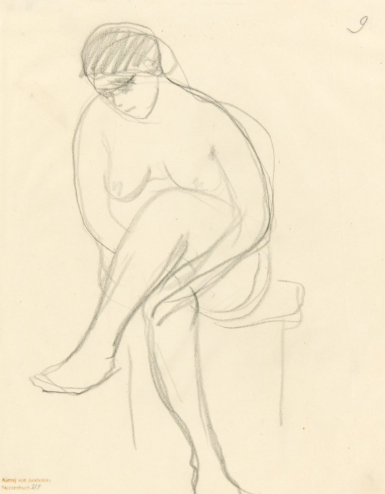 Auf diesem Bild ist das folgende Kunstwerk zu sehen: Alexej von Jawlensky. „Sitzender Akt“. Um 1910.