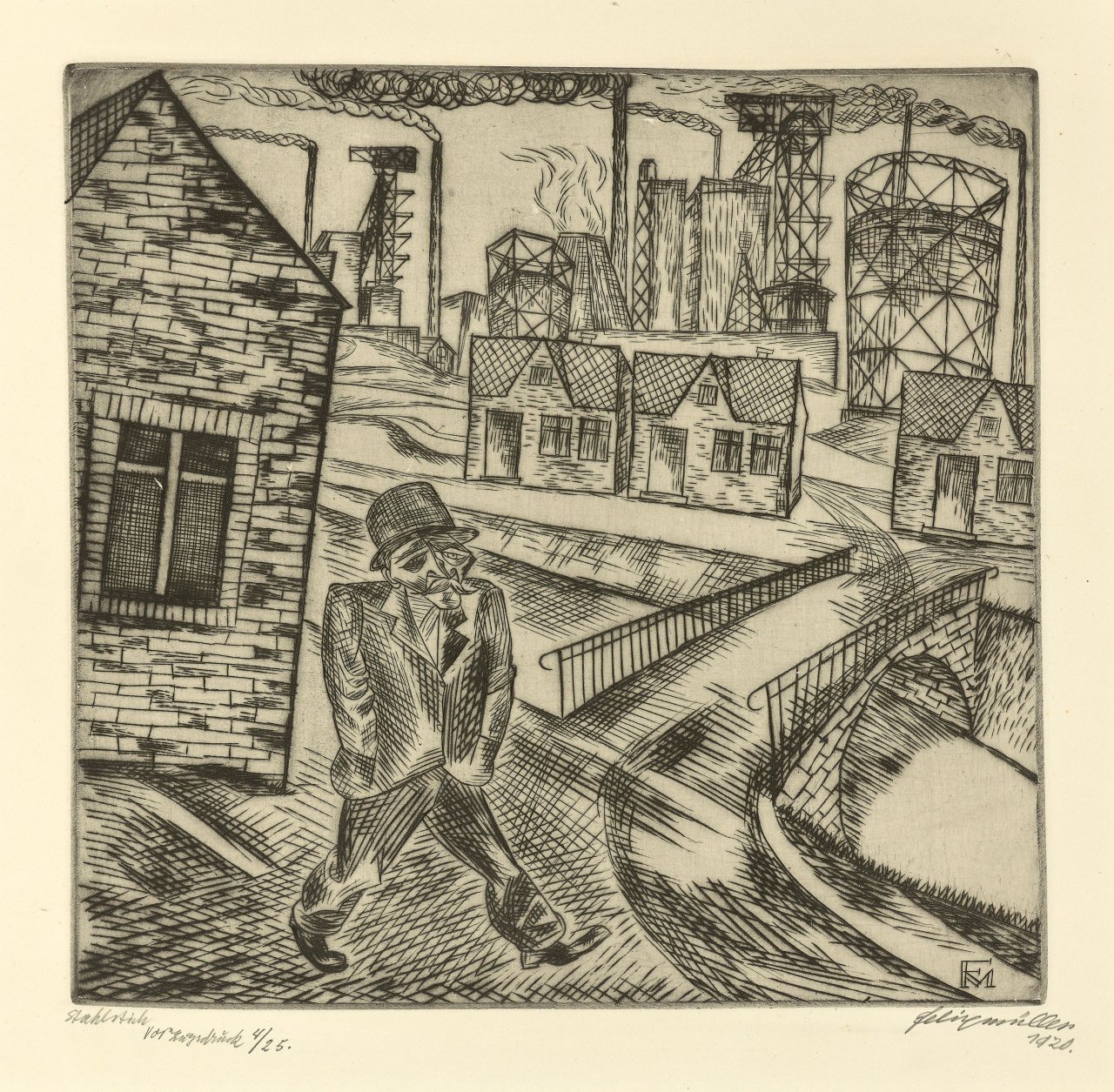 This picture shows the following artwork: Conrad Felixmüller. „Ruhrkohlenrevier“. 1921.