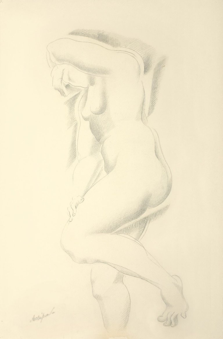 Auf diesem Bild ist das folgende Kunstwerk zu sehen: Alexander Archipenko. „Female Nude (Weiblicher Akt)“. 1921.