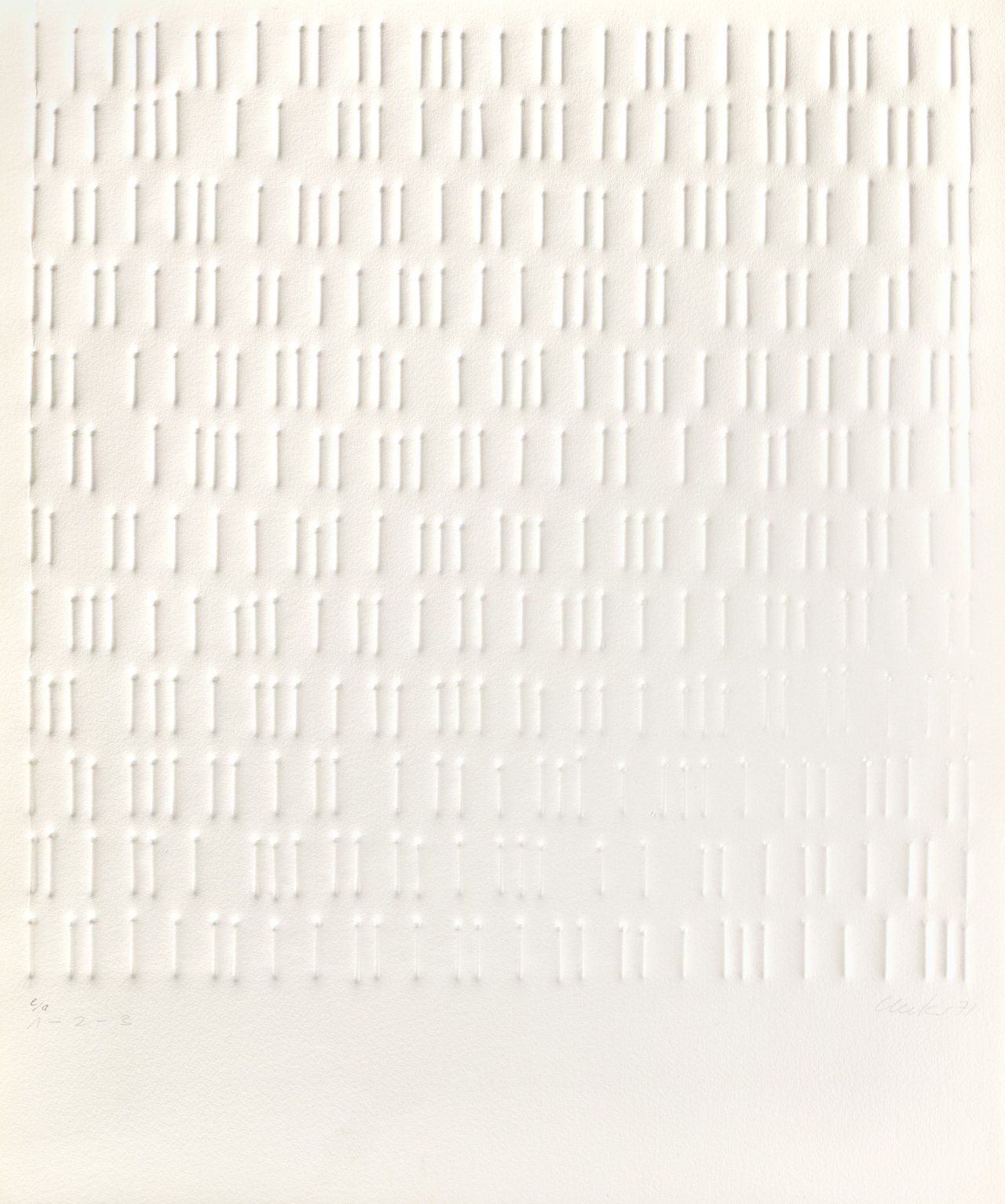 Auf diesem Bild ist das folgende Kunstwerk zu sehen: Günther Uecker. „1 - 2 - 3“. 1971.