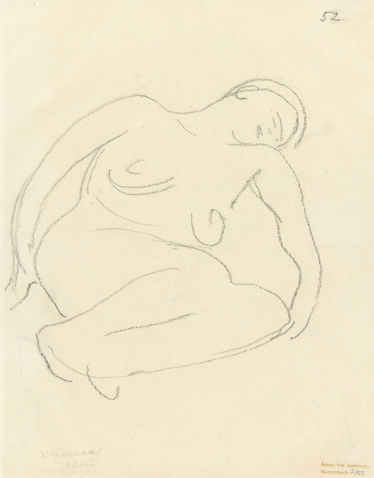 Auf diesem Bild ist das folgende Kunstwerk zu sehen: Alexej von Jawlensky. „Ruhender Akt“. Um 1910.