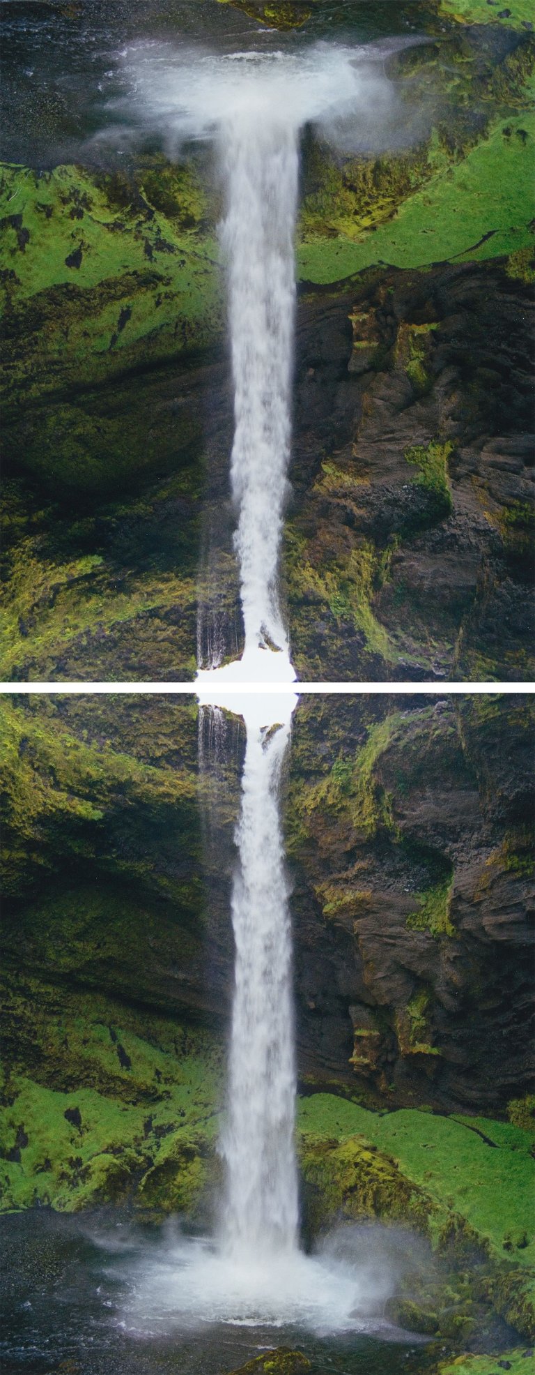 Auf diesem Bild ist das folgende Kunstwerk zu sehen: Olafur Eliasson. „Contact is content at Seljalandsfoss“. 2014.
