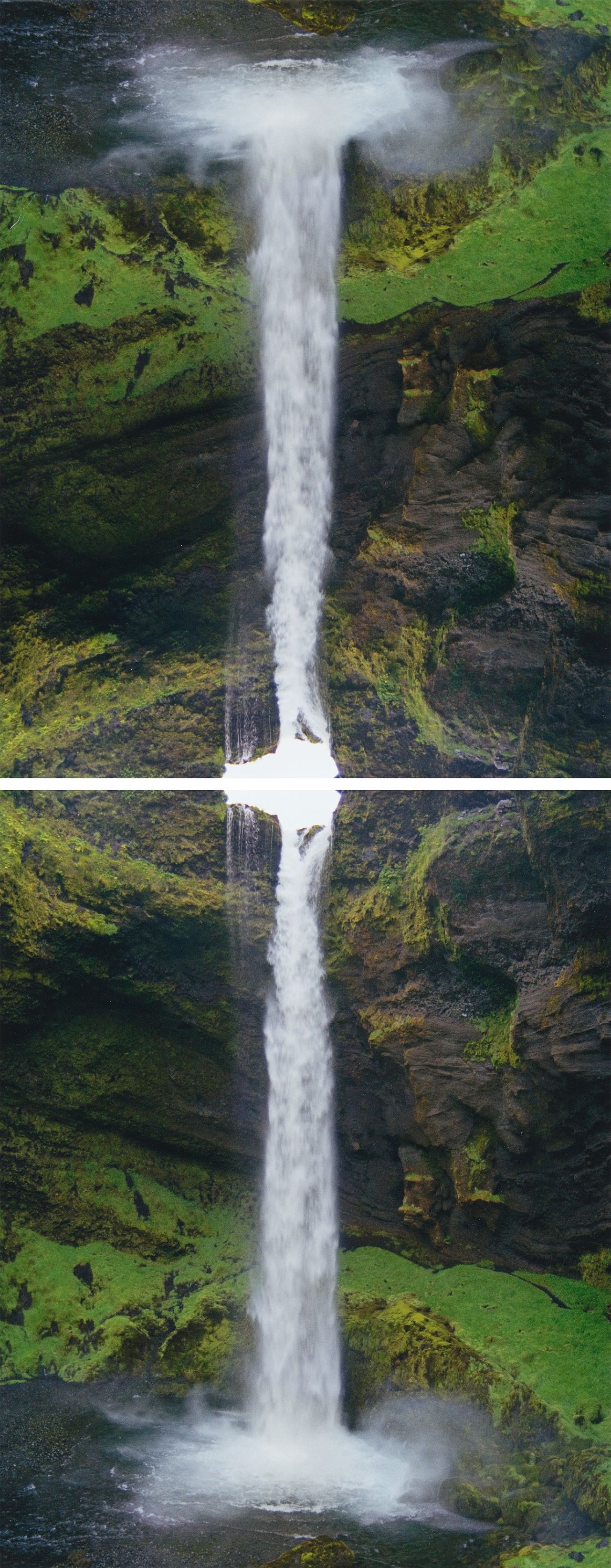 Auf diesem Bild ist das folgende Kunstwerk zu sehen: Olafur Eliasson. „Contact is content at Seljalandsfoss“. 2014.