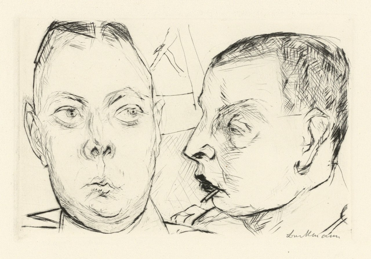 Auf diesem Bild ist das folgende Kunstwerk zu sehen: Max Beckmann. „Zwei Autooffiziere“. 1915.