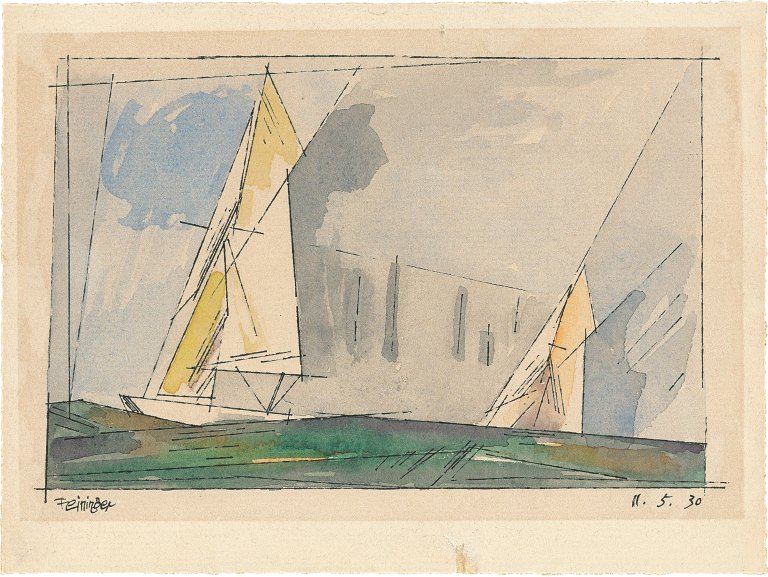 Auf diesem Bild ist das folgende Kunstwerk zu sehen: Lyonel Feininger. Zwei Segler. 1930.