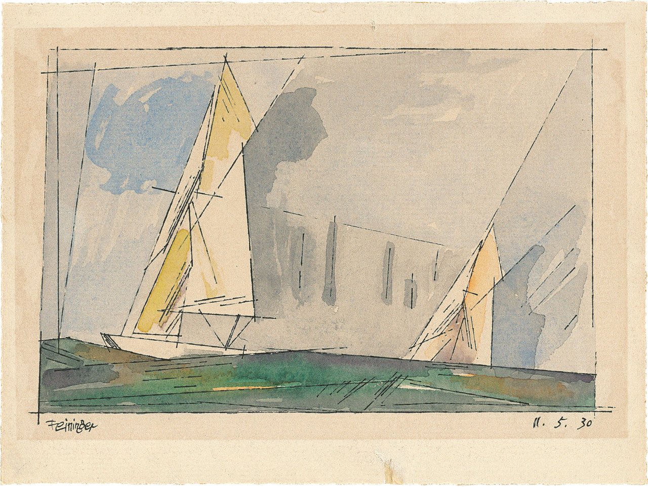 This picture shows the following artwork: Lyonel Feininger. Two sailors. 1930.