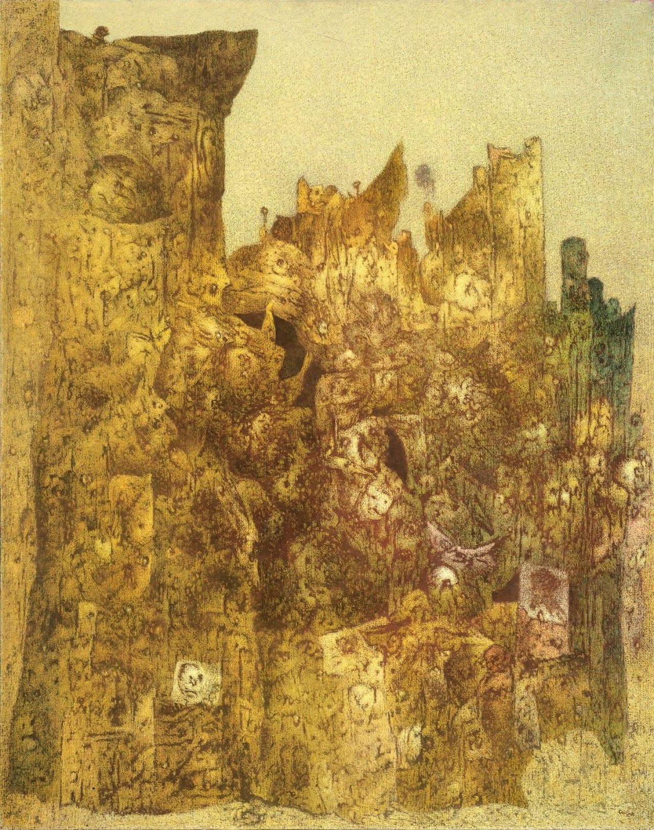 Auf diesem Bild ist das folgende Kunstwerk zu sehen: Richard Oelze. „Ländliche Kathedrale (Miltarere)“. 1958.