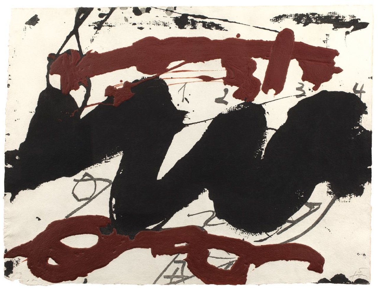 Auf diesem Bild ist das folgende Kunstwerk zu sehen: Antoni Tàpies. „Roig i Negre 2“. 1985.
