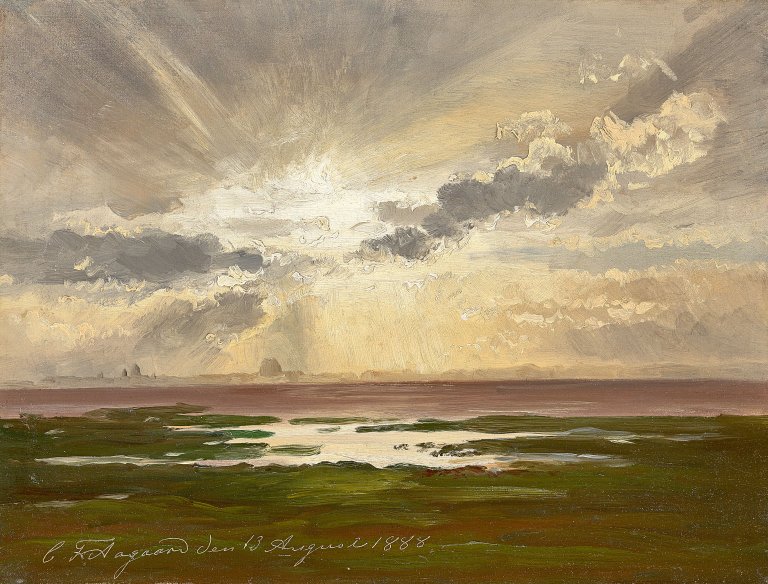 Auf diesem Bild ist das folgende Kunstwerk zu sehen: Carl Frederik Aagaard. Skandinavische Küstenlandschaft. 1888.