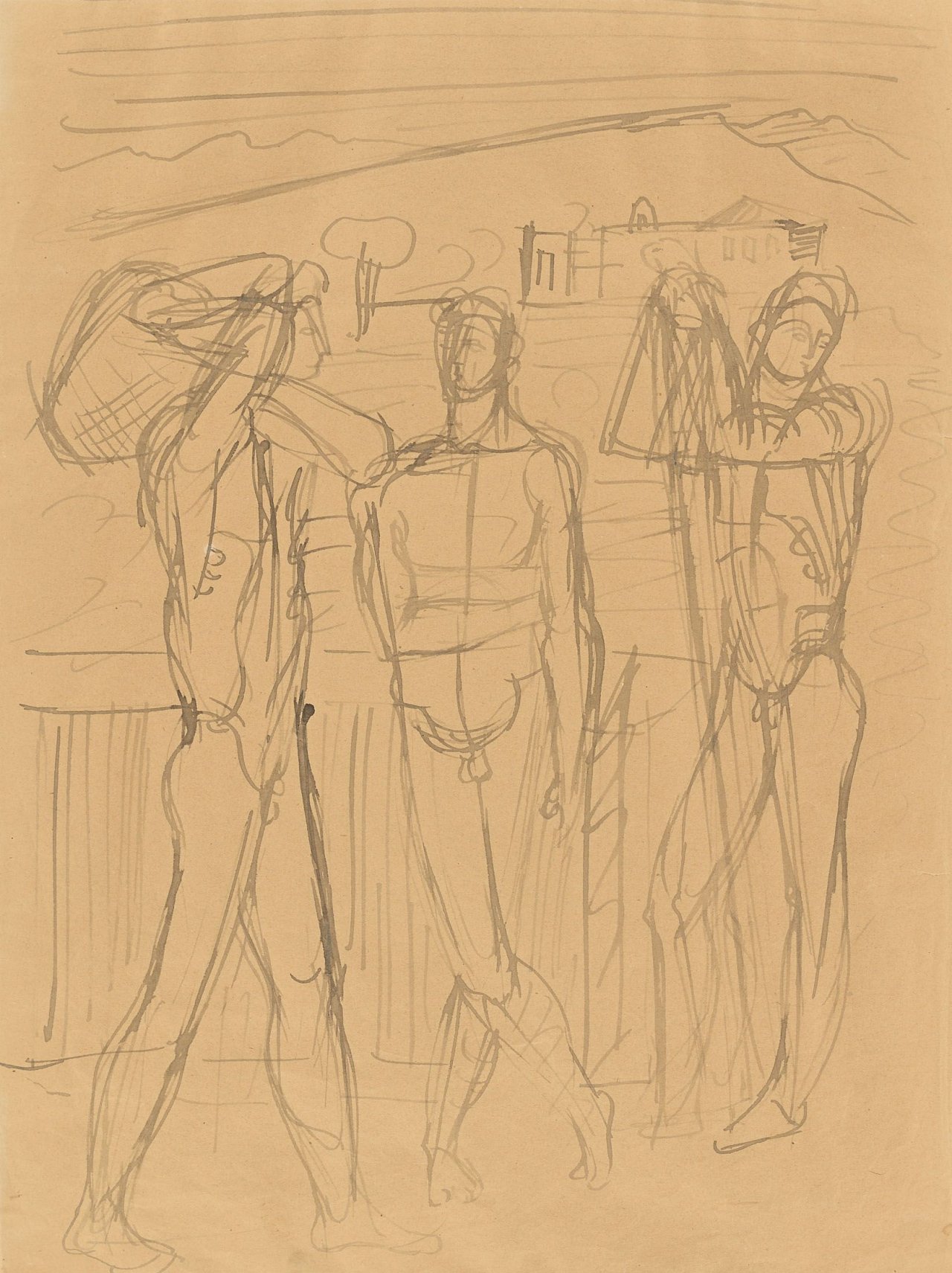 This picture shows the following artwork: Werner Gilles. Untitled (Drei Männer).