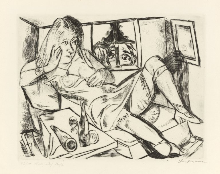 Auf diesem Bild ist das folgende Kunstwerk zu sehen: Max Beckmann. „Frau in der Nacht“. 1920.